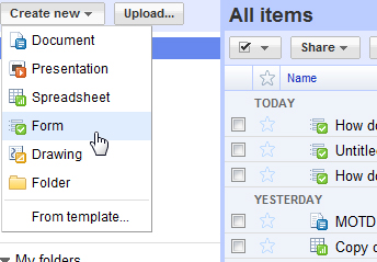 screen1 How to Embed Google Docs Forms on your WordPress Blog