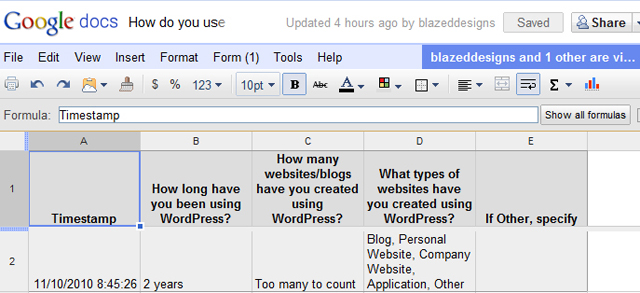 spreadsheet How to Embed Google Docs Forms on your WordPress Blog